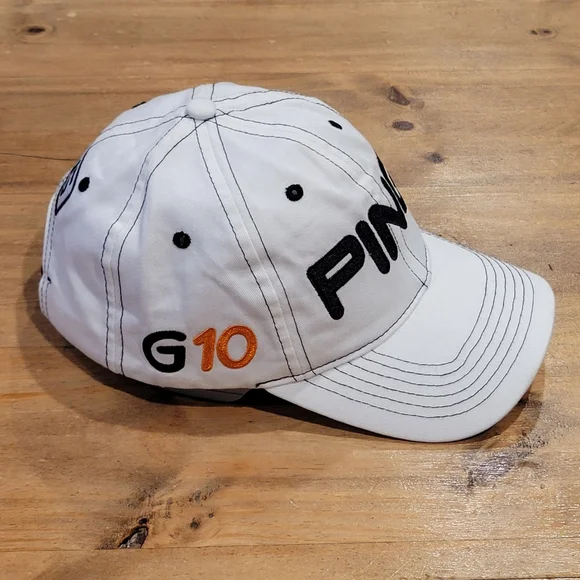 Ping G10 Hat Strap Back White Black Spell Out Golf Club Cotton Dad One Size - Picture 4 of 9